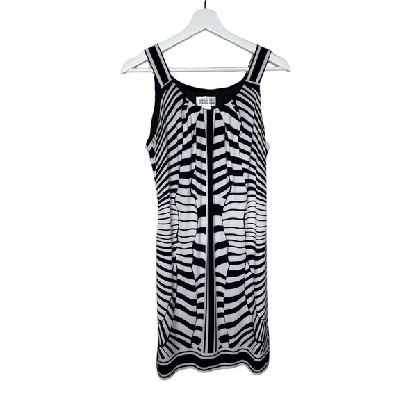 Robbie Bee Black White Geometric Sheath Dress Women’s M Sleeveless Workwear - Picture 1 of 10